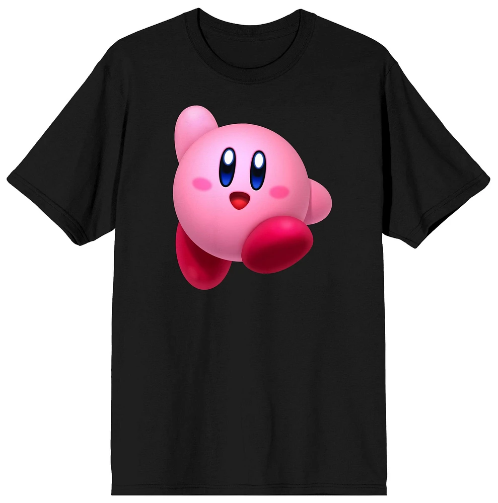 Kirby Pink Mochi Says Hi Men's Black Short Sleeve Graphic T-Shirt