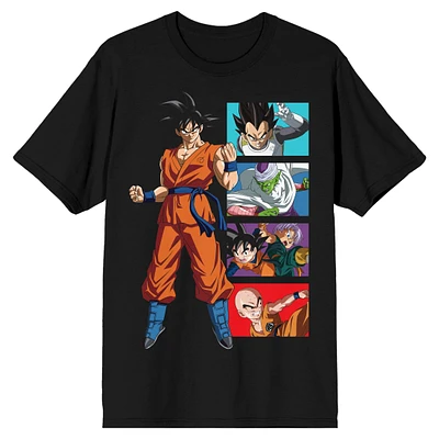 Dragon Ball Super Goku Character Panels Men's Black Short Sleeve T-Shirt