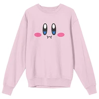 Kirby Full Big Face Crew Neck Long Sleeve Cradle Pink Men's Sweatshirt