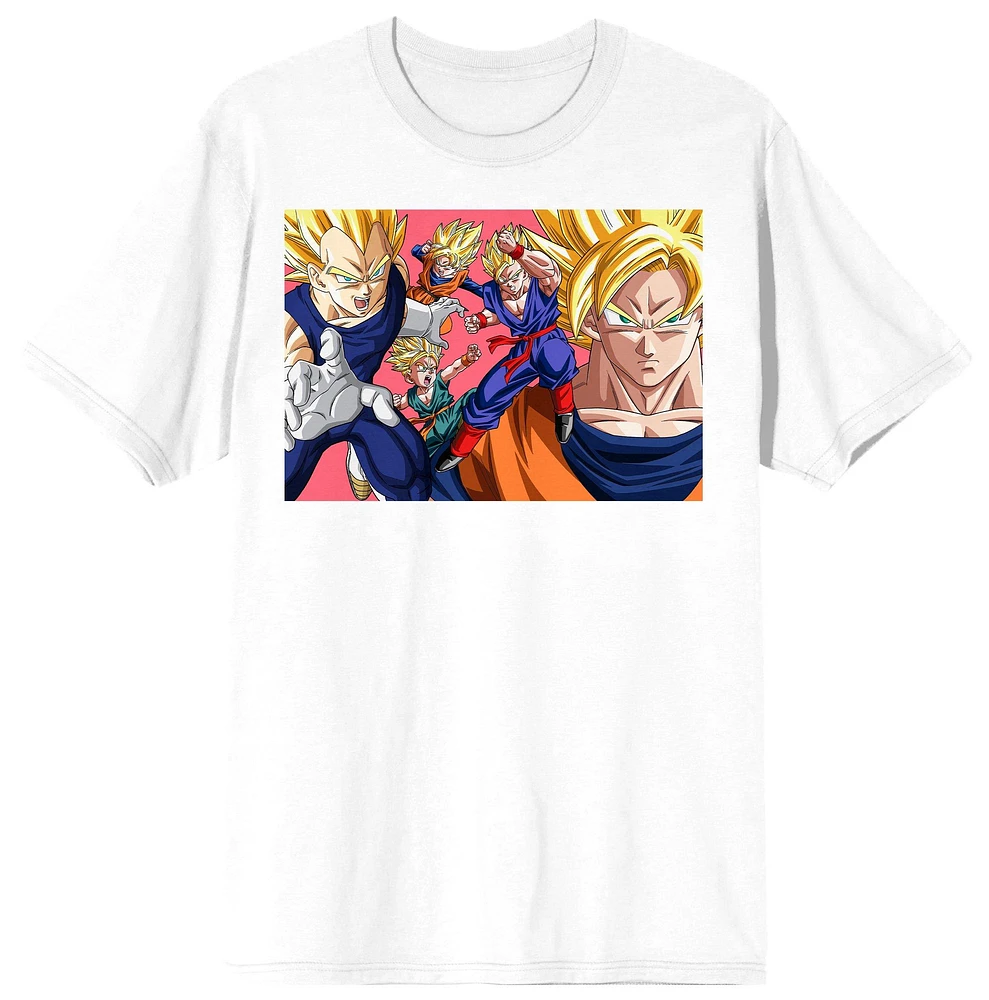 Dragon Ball Z Character Group Classic White Short Sleeve Graphic T-Shirt