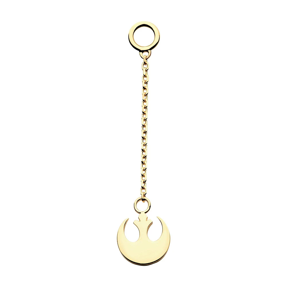 Star Wars Rebel Symbol 14Kt Yellow Gold Dangle Chain Earrings Charm