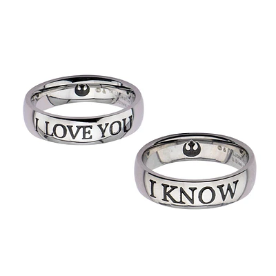 Star Wars I LOVE YOU and  I KNOW Couple Ring Set