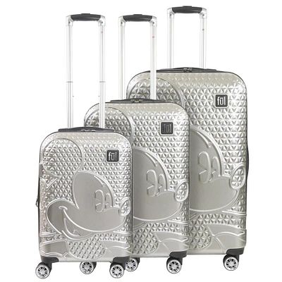 FUL Disney Textured Mickey Mouse Hard Sided Luggage 3-Piece Set