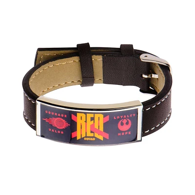 Star Wars: The Force Awakens Red X ID Plate Steel and Brown Leather Bracelet