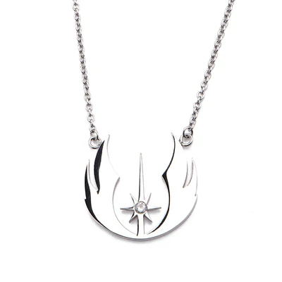 Star Wars Cut Out Jedi Order Symbol with CZ Pendant Necklace