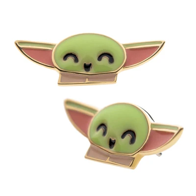 Star Wars Grogu The Child 14Kt Gold Threadless EarRING Top with Enamel