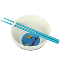 Hello Kitty Kaiju Cityscape Ceramic 20 Ooz Ramen Bowl with Chopsticks