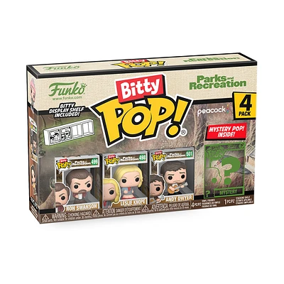 Funko Bitty POP! Parks and Recreation Vinyl Figure Set 4-Pack (Ron Swanson, Leslie Knope, Andy Dwyer, Mystery Pop!)