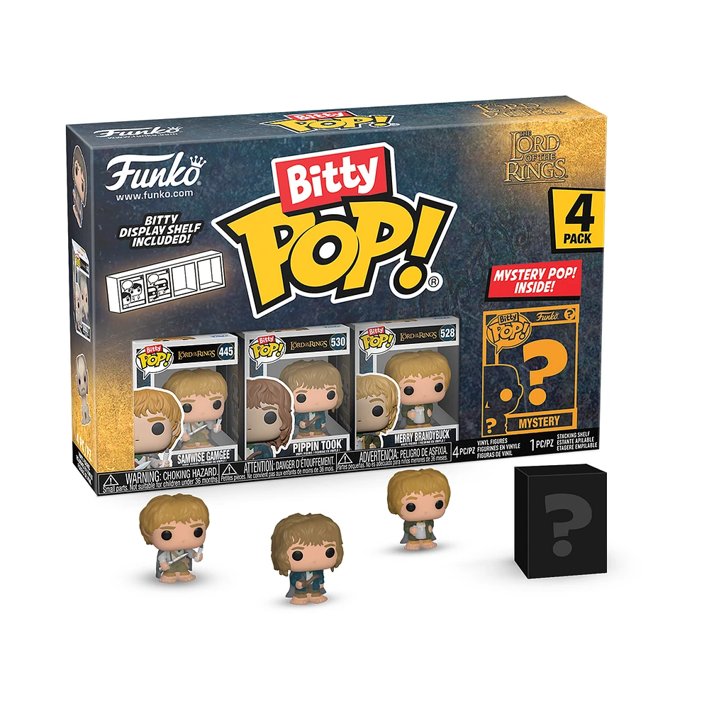 Funko Bitty POP! Lord of the Rings Vinyl Figure Set 4-Pack (Samwise Gamgee, Pippin Took, Merry Brandybucks, Mystery Pop!)