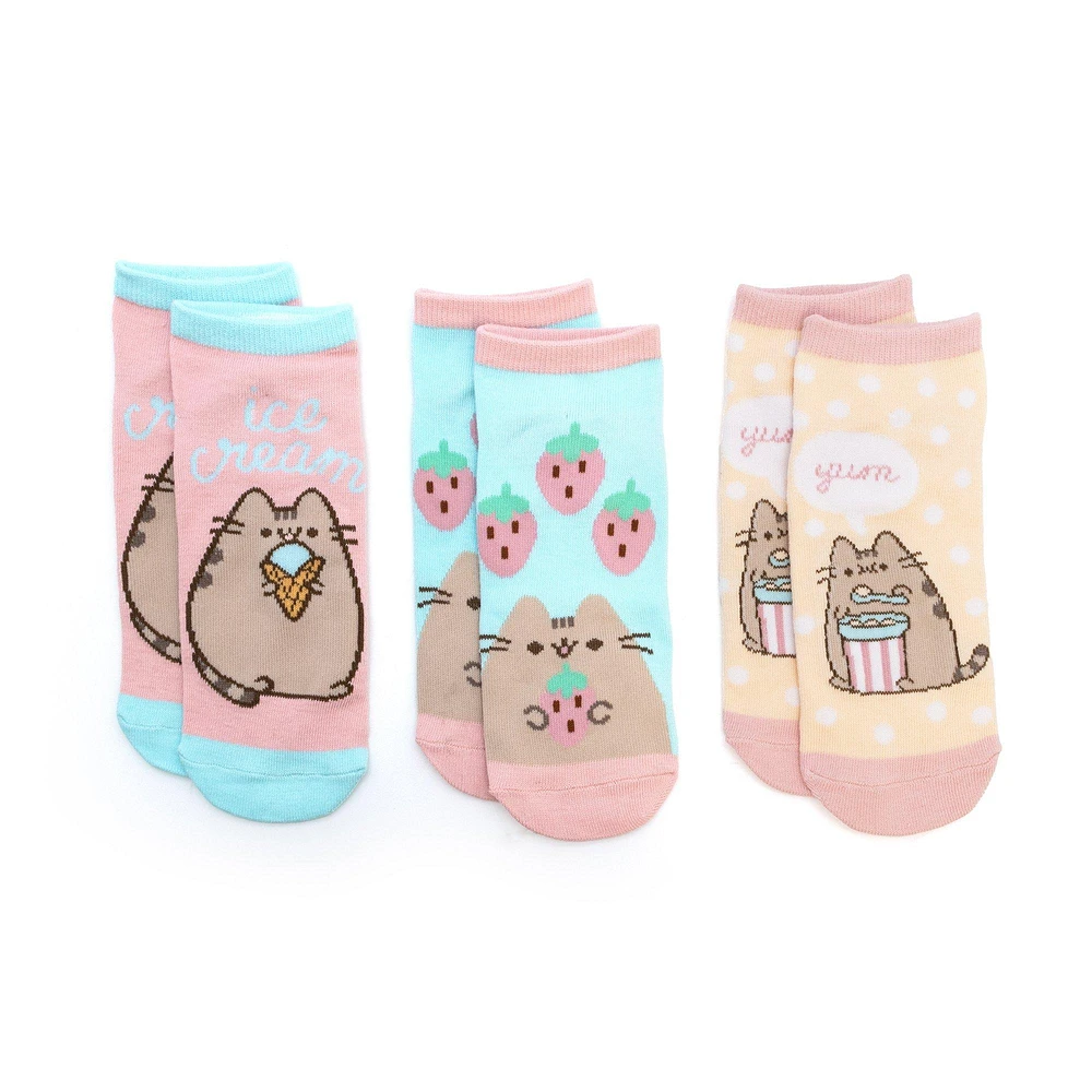 CultureFly Pusheen The Cat Foodie Adult Ankle Socks 3 Pairs