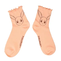 Pokemon Eevee Lettuce Hem Quarter Crew Socks 3-Pack