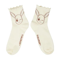 Pokemon Eevee Lettuce Hem Quarter Crew Socks 3-Pack