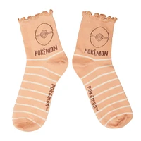 Pokemon Eevee Lettuce Hem Quarter Crew Socks 3-Pack