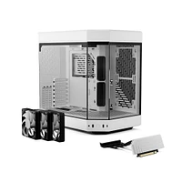 HYTE Y60 Modern Aesthetic Dual Chamber Panoramic Tempered Glass Mid-Tower ATX Computer Gaming Case with PCIE 4.0 Riser Cable Snow White