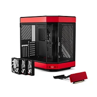 HYTE Y60 Modern Aesthetic Dual Chamber Panoramic Tempered Glass Mid-Tower ATX Computer Gaming Case with PCIE 4.0 Riser Cable Red