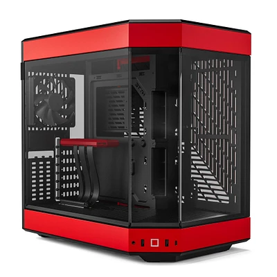 HYTE Y60 Modern Aesthetic Dual Chamber Panoramic Tempered Glass Mid-Tower ATX Computer Gaming Case with PCIE 4.0 Riser Cable Red