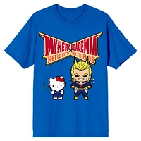 Hello Kitty and My Hero Academia Men's Royal Blue Graphic T-Shirt
