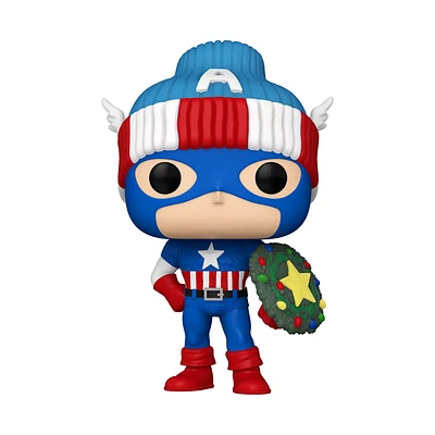 Funko POP! Marvel: Captain America (Holiday) 4.35-in Vinyl Bobblehead