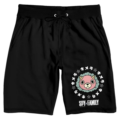 Spy x Family Chimera Face with Kanji Logo Men's Black Graphic Sleep Shorts