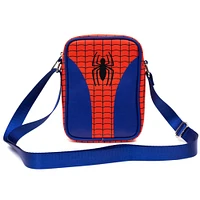 Buckle-Down Marvel Comics Spider-Man Polyurethane Crossbody Bag with Piping Edge, Back Slip Pocket