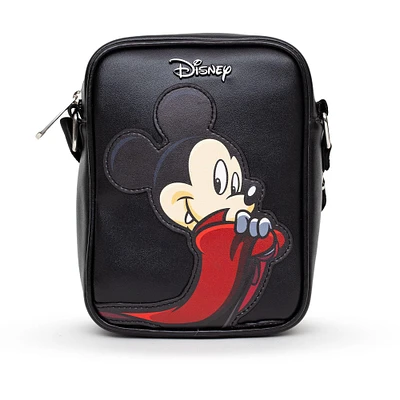 Buckle-Down Disney Mickey Mouse Polyurethane,Crossbody Bag with Piping Edge