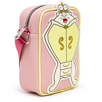 Buckle-Down Disney Beauty and the Beast Polyurethane Crossbody Bag with Piping Edge and Cell Phone Pocket