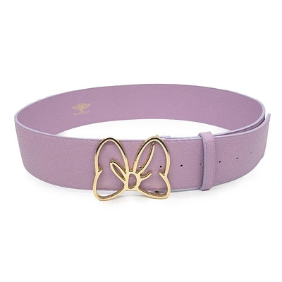 Buckle-Down Disney Minnie Mouse Lavender and Gold Bow Cast Buckle Polyurethane Leather Belt