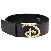 Buckle-Down Disney Signature D Pearl Cast Buckle Polyurethane Leather Belt