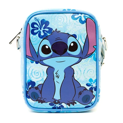 Buckle-Down Disney Lilo and Stitch Polyurethane Crossbody Bag with Piping Edge