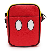 Buckle-Down Disney Mickey Mouse Polyurethane Crossbody Bag with Piping Edge and Back Pocket