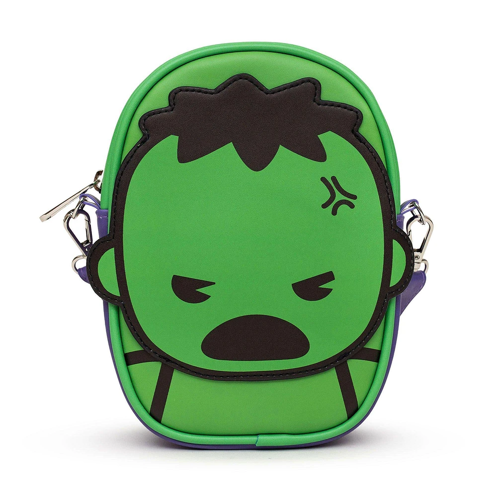 Buckle-Down Marvel Comics Hulk Polyurethane Crossbody Bag with Piping Edge and Cell Phone Pocket
