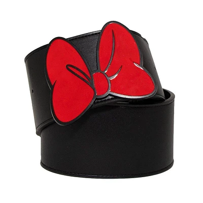 Buckle-Down Disney Minnie Mouse Red Bow Cast Buckle Polyurethane Leather Belt