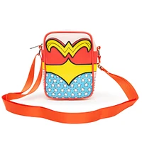 Buckle-Down DC Comics Wonder Woman Polyurethane Crossbody Bag with Piping Edge and Cell Phone Pocket