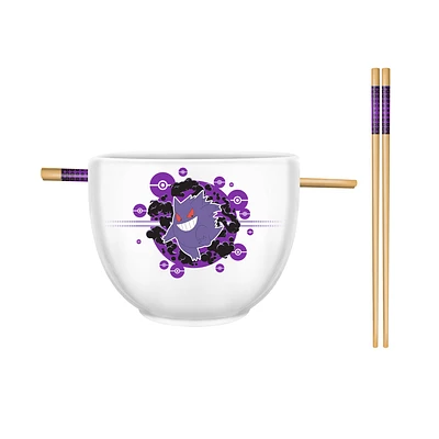 Pokemon Gengar Ramen 20oz Ceramic Bowl with Chopsticks Set