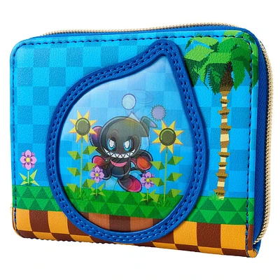 Loungefly Sonic the Hedgehog Chaos Garden Lenticular Zip Around Wallet GameStop Exclusive