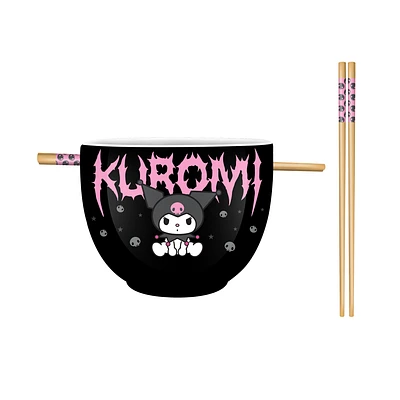 Sanrio Kuromi Metal Ramen with Chopsticks 20oz Ceramic Bowl