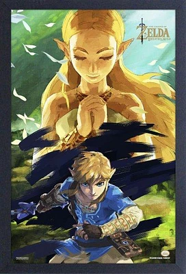 The Legend of Zelda: Breath of the Wild Zelda and Link 11-in x 17-in Framed Wall Poster