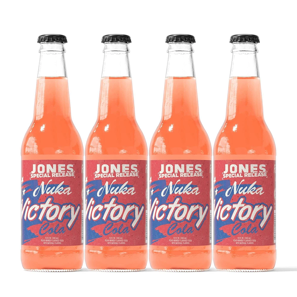 Fallout Jones Soda 12 oz Nuka-Cola Victory Peach Mango Drink Set of 4