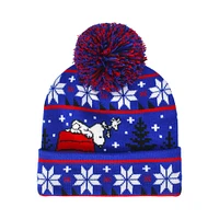 Peanuts Red House with Snoopy Unisex Blue Beanie