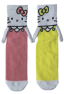 Sanrio Hello Kitty and Mimi Magnetic Hand Unisex Crew Socks