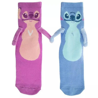 Disney Stitch Angel Magnetic Hands Unisex Crew Socks