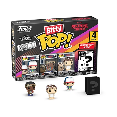 Funko Bitty POP! Stranger Things Vinyl Figure Set 4-Pack (Dustin, Lucas, Eleven (with Electrodes), and Mystery Pop!)