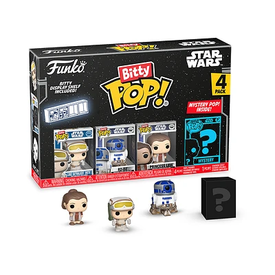 Funko Bitty POP! Star Wars Vinyl Figure Set 4-Pack (Luke Skywalker, R2-D2, Chewbacca, Mystery Pop!)