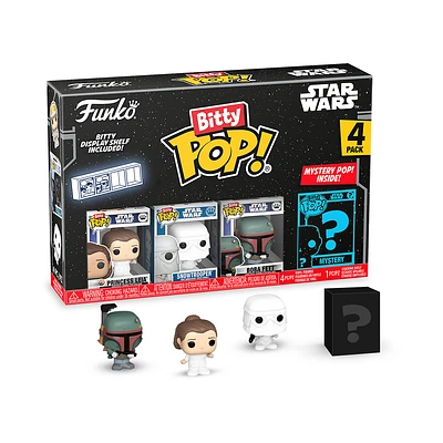 Funko Bitty POP! Star Wars Vinyl Figure Set 4-Pack (Princess Leia, Snowtrooper, Boba Fett, Mystery Pop!)