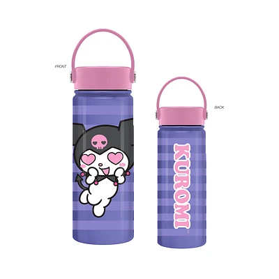 Sanrio Kuromi Heart Eyes Purple Stripes 20oz Stainless Steel Water Bottle with Swivel Handle