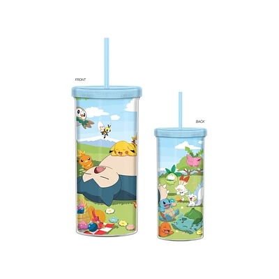 Pokemon Blossom Picnic 20oz Plastic Tall Cold Cup with Lid and Straw