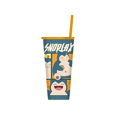 Pokemon Snorlax Pose Panels Double Walled Stainless Steel 22oz Tumbler with Straw