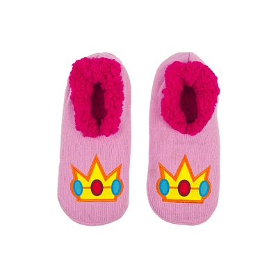 Super Mario Princess Peach Crown Slipper Socks with Grippers