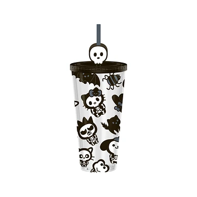 Sanrio Hello Kitty And Friends Skeleton Group 24oz Plastic Cold Cup with Lid and Topper Straw