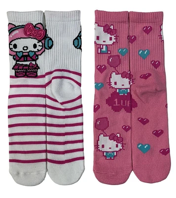 Hello Kitty Kawaii Gamer Crew Socks 2-Pack